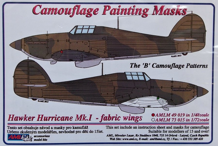 1/48 Camouflage masks H.Hurricane Mk.I fabric w. B