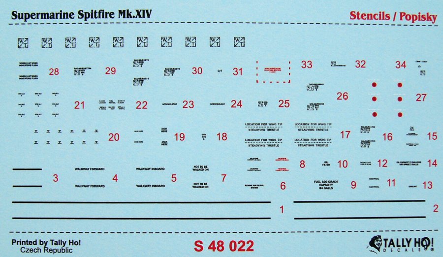 1/48 Supermarine Spitfire Mk.XIV Stencils