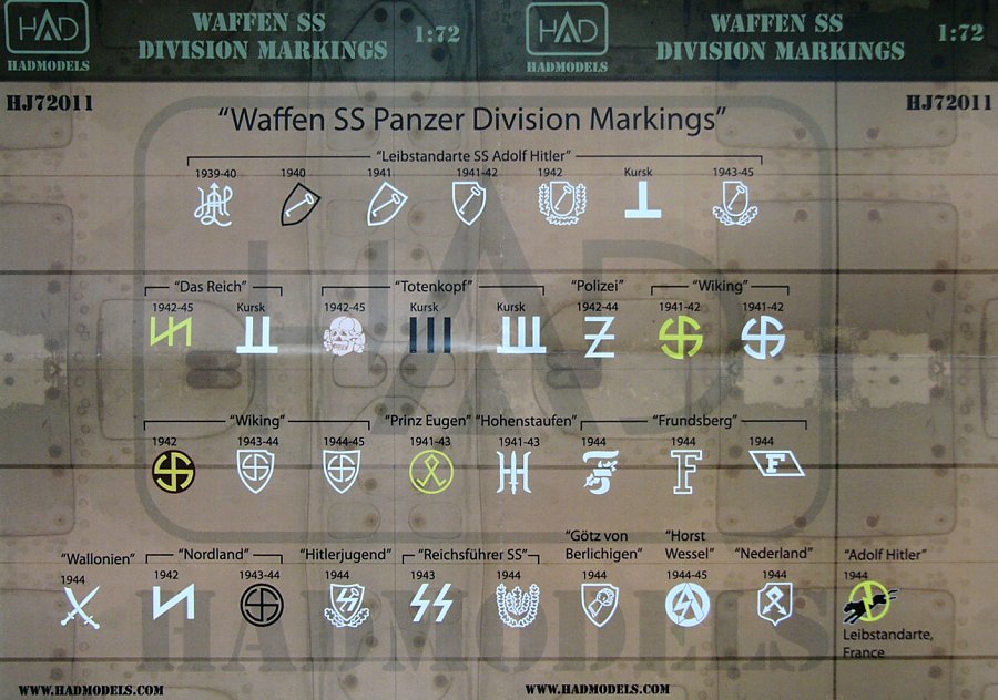 1/72 Decal Waffen SS Division markings
