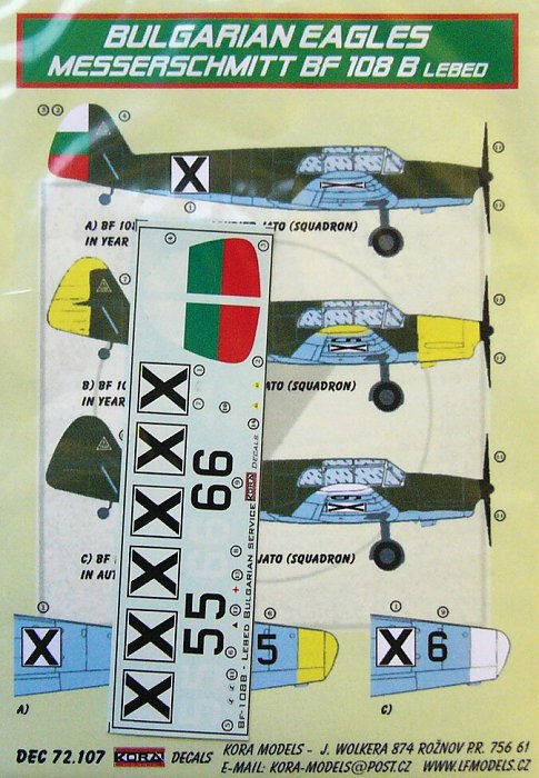 1/72 Decals Bf 108B Lebed (Bulgarian Air Force)
