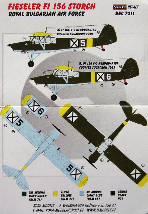 1/72 Decals Fi 156 Storch (Royal Bulgarian Airf.)