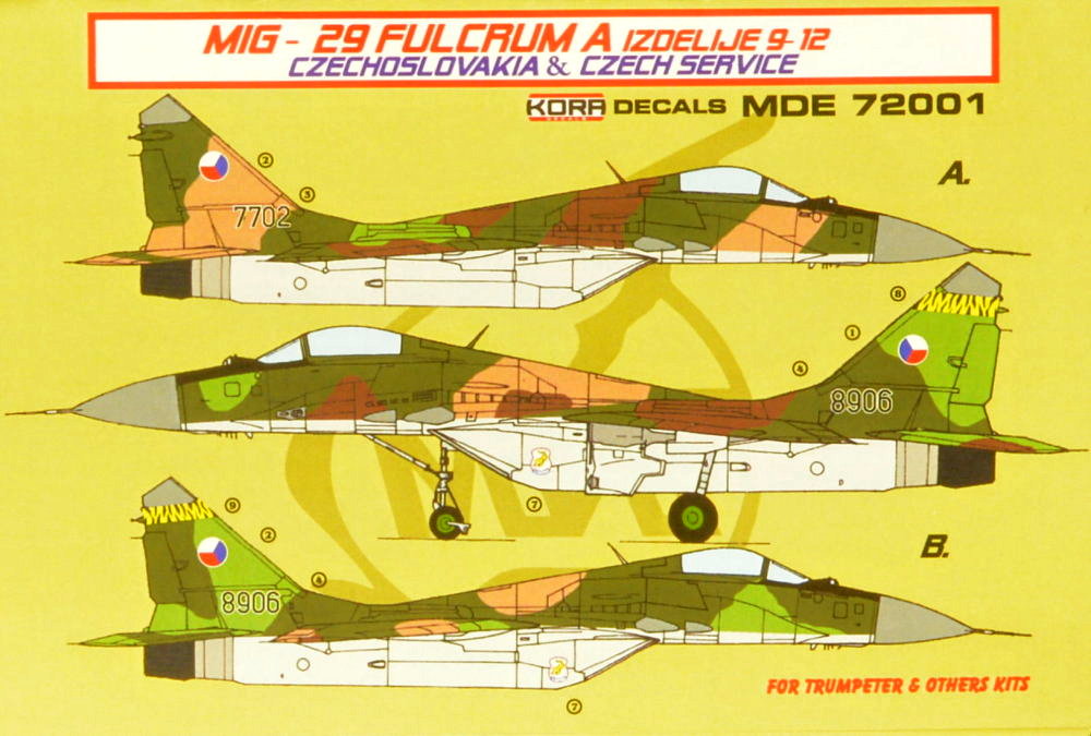 1/72 Decals MiG-29 Fulcrum 9-12 Czechoslov.service