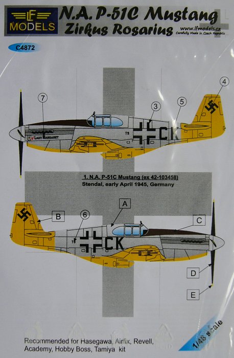 1/48 Decals N.A. P-51C Zirkus Rosarius (HAS) Pt.1