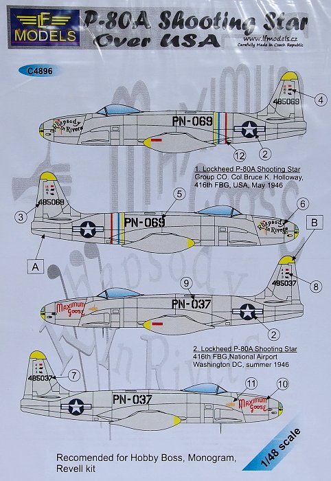 1/48 Decals P-80A Shooting Star over USA (HOBBYB)