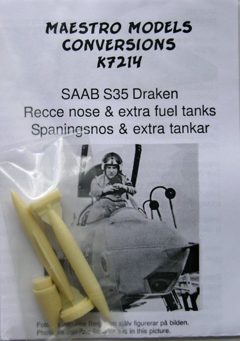 1/72 S35E Draken recce nose, 2 fuel tanks w/ pylon