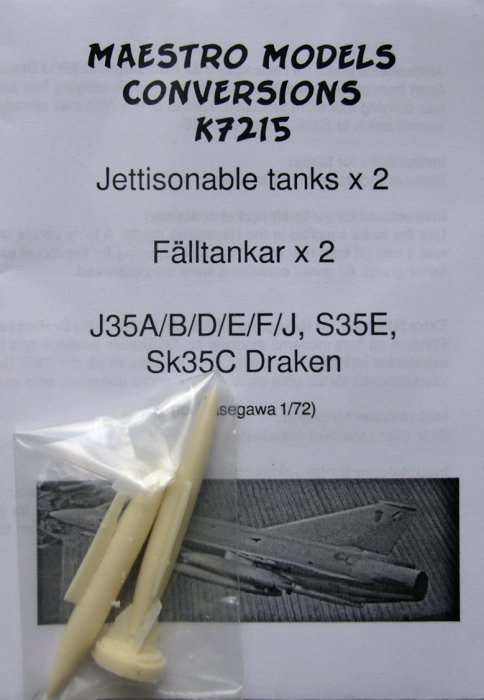 1/72 S35E Draken fuel tanks with pylon
