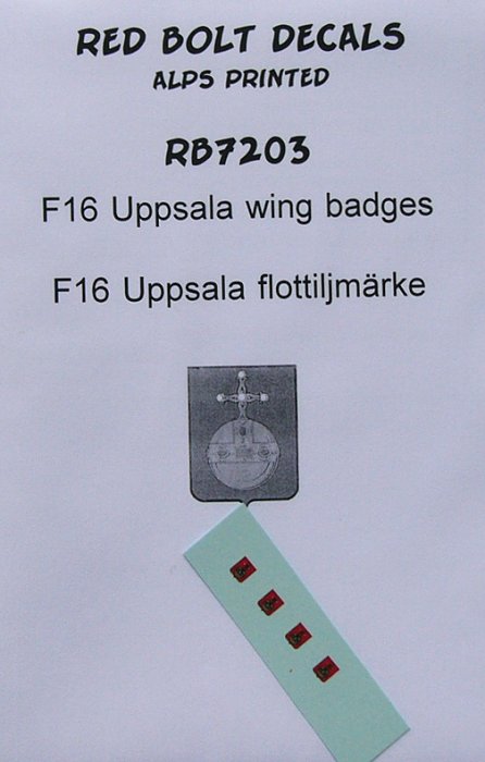 1/72 F16 Uppsala wing badges (Alps printed decals)