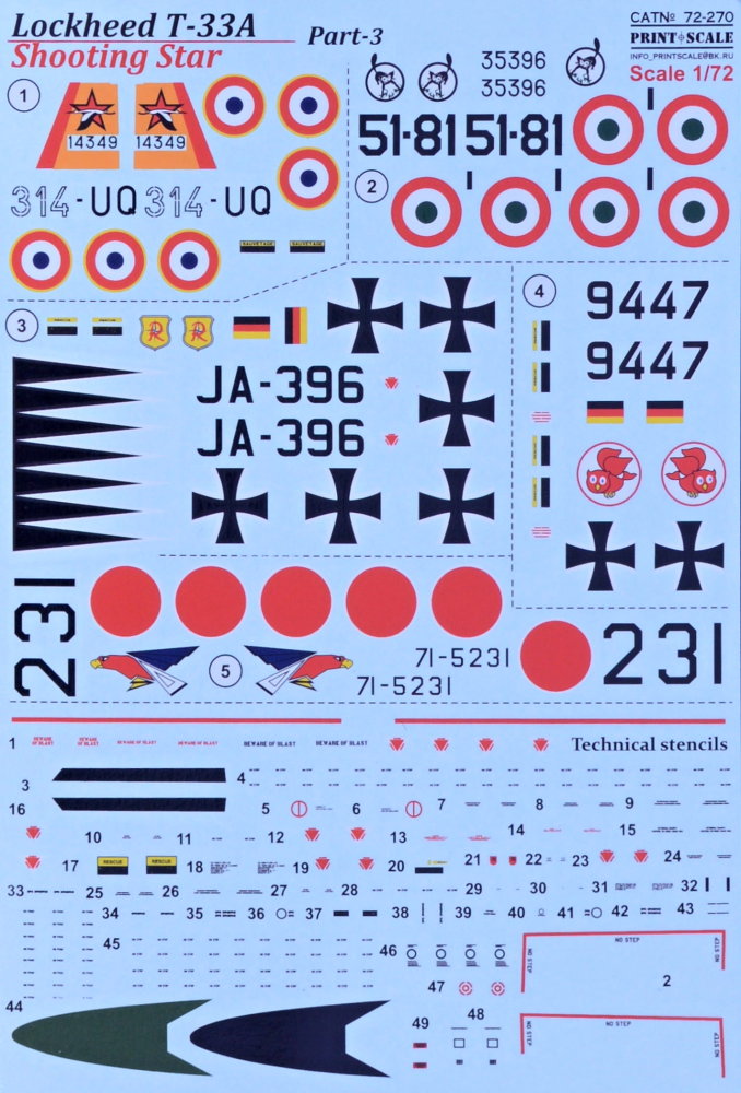 1/72 Lockheed T-33A Shooting Star (wet decals)