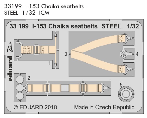 1/32 I-153 Chaika seatbelts STEEL (ICM)