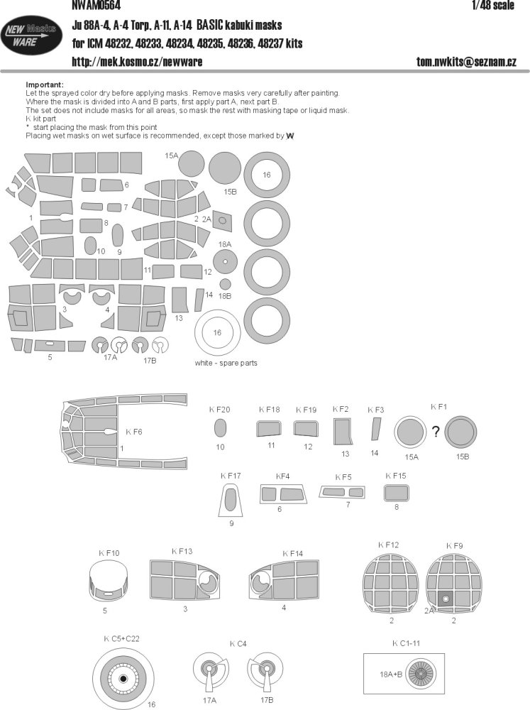 1/48 Mask Ju-88A-4/A-4 Torp/A-11/A-14 BASIC (ICM)