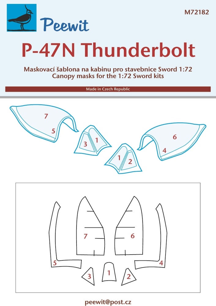 1/72 Canopy mask P-47N Thunderbolt (SWORD)