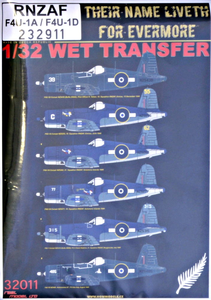 1/32 RNZAF F4U-1A/F4U-1D (wet transfer)