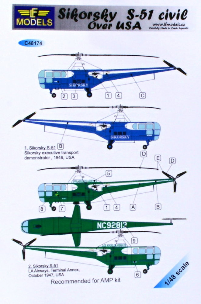 1/48 Decals Sikorsky S-51 civil over USA