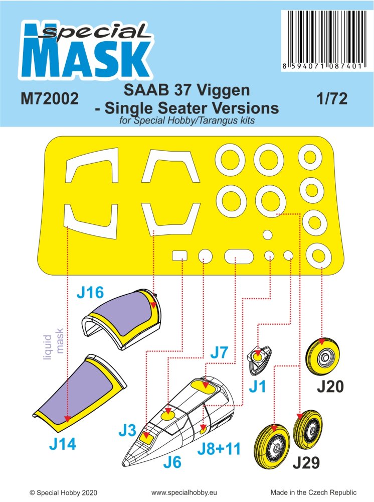 1/72 Mask for SAAB 37 Viggen Single Seater