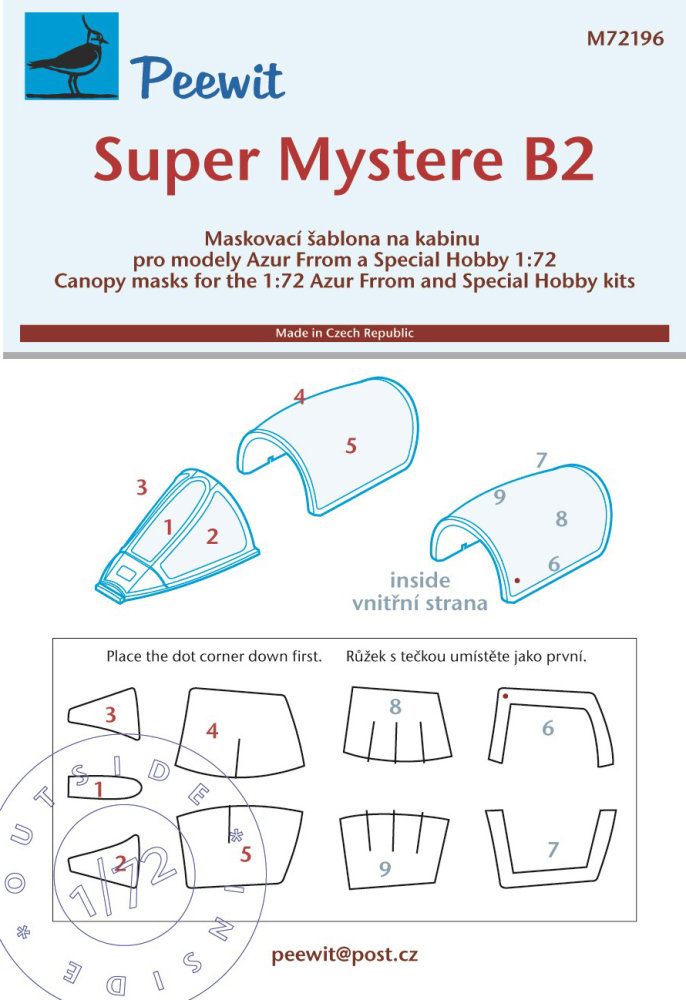 1/72 Canopy mask Super Mystere B2 (SP.HOBBY)