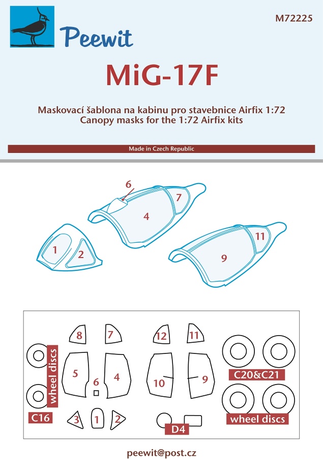 1/72 Canopy mask MiG-17F (AIRFIX)
