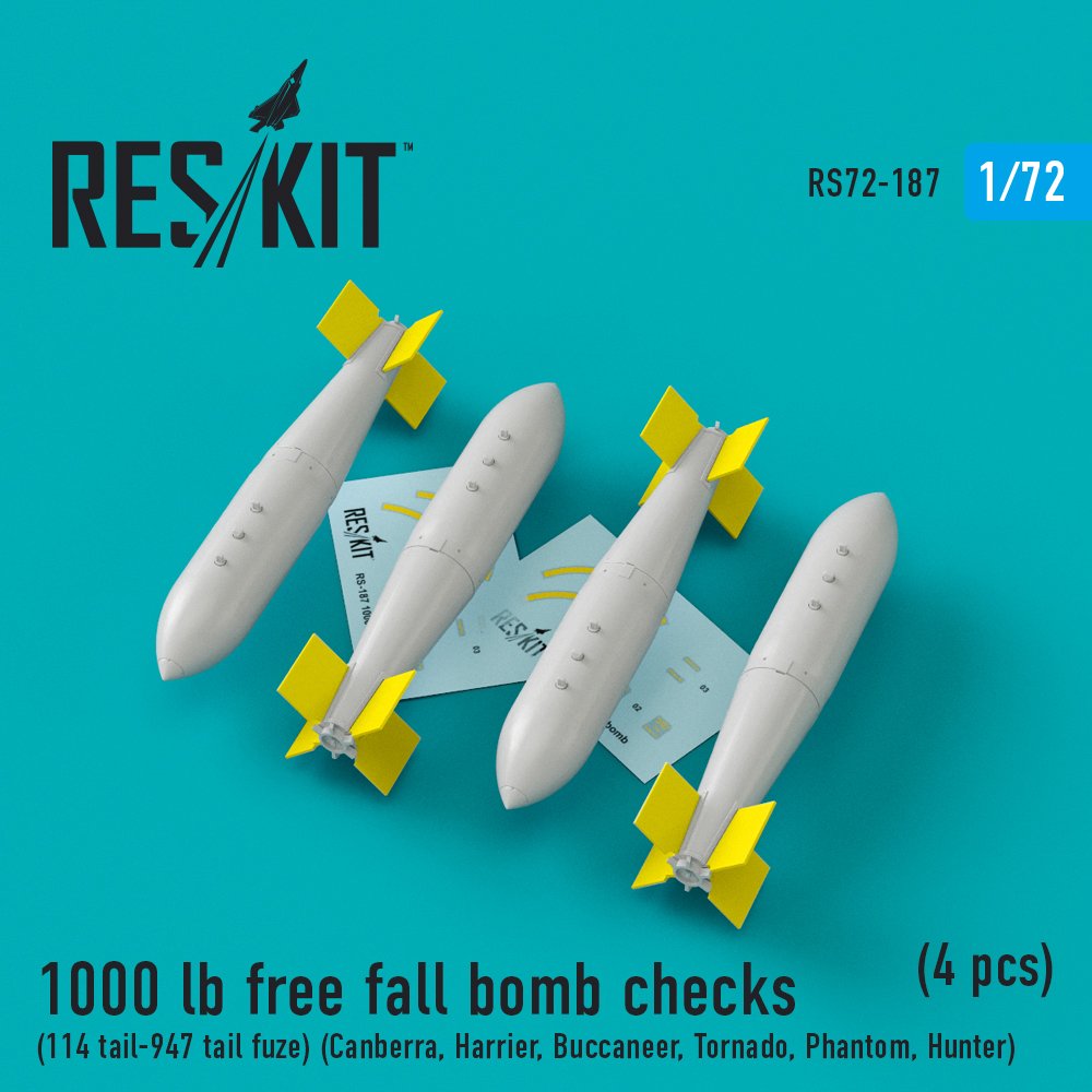 1/72 1000 lb free fall bomb checks (4 pcs.)