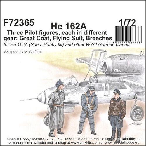 1/72 He-162A Pilots each in different gear (3 fig)