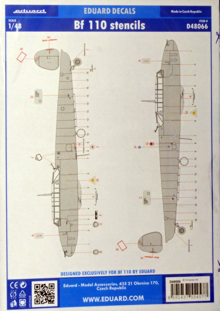 1/48 Decals Bf 110 stencils (EDU)