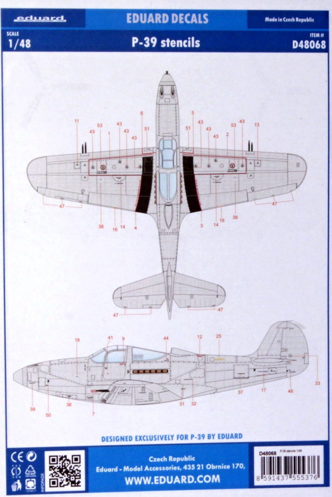 1/48 Decals P-39 stencils (EDU)