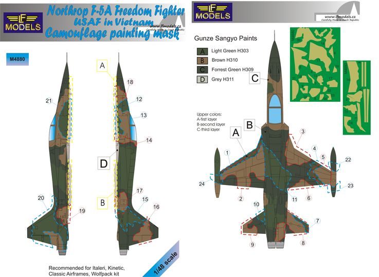 1/48 Mask F-5A USAF in Vietnam Camouflage painting