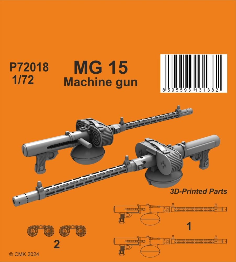 1/72 MG 15 Machie Gun (3D-Printed)