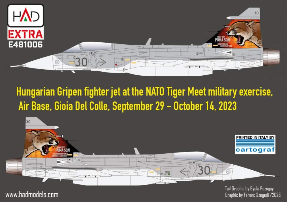1/48 Decal JAS-39 Gripen Tigermeet 2023 HUNAF
