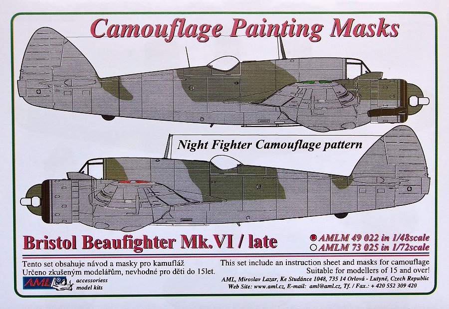 1/48 Camouflage masks Br.Beaufighter Mk.VI late