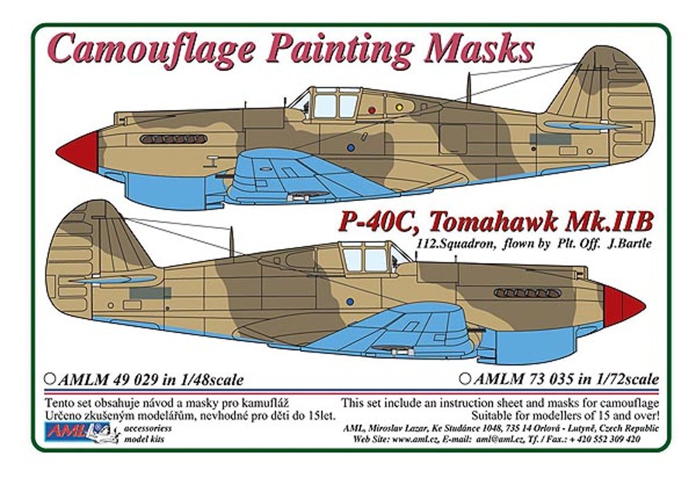 1/48 Camouflage masks P-40C Tomahawk Mk.IIB