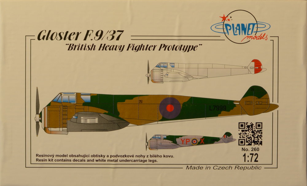 1/72 Gloster F.9/37 British Heavy Fighter Prototyp