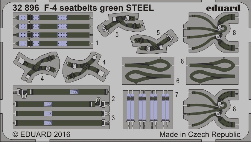 SET 1/32 F-4 seatbelts green STEEL