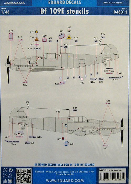 Decals 1/48 Bf 109E stencils