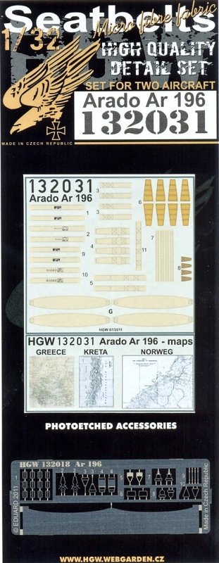 1/32 Seatbelts Arado Ar 196 (incl. PE set, REV)