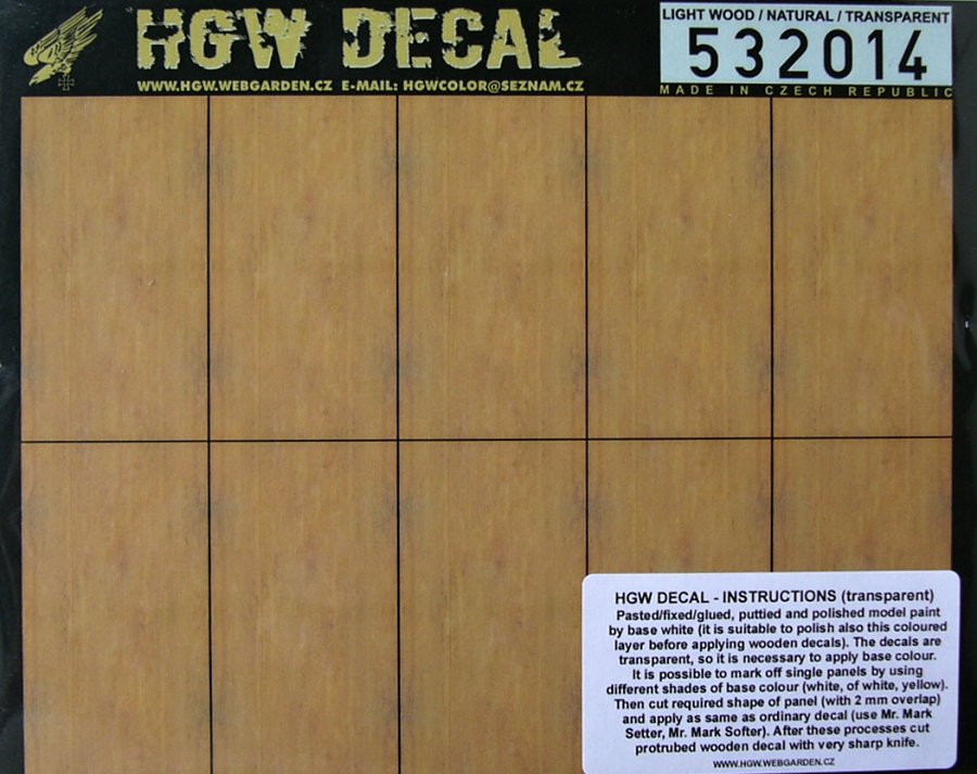 1/32 Decals Light Wood - NATURAL (transpar.) SMALL