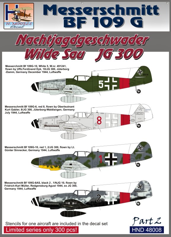 Modelimex Online Shop 1 48 Decals Bf 109g Njg Wilde Sau Jg 300 Part 2 Your Favourite Model Shop