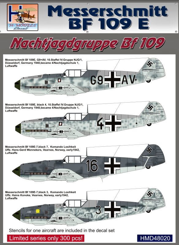 1/48 Decals Bf 109E Nachtjagdgrupe - Part 1