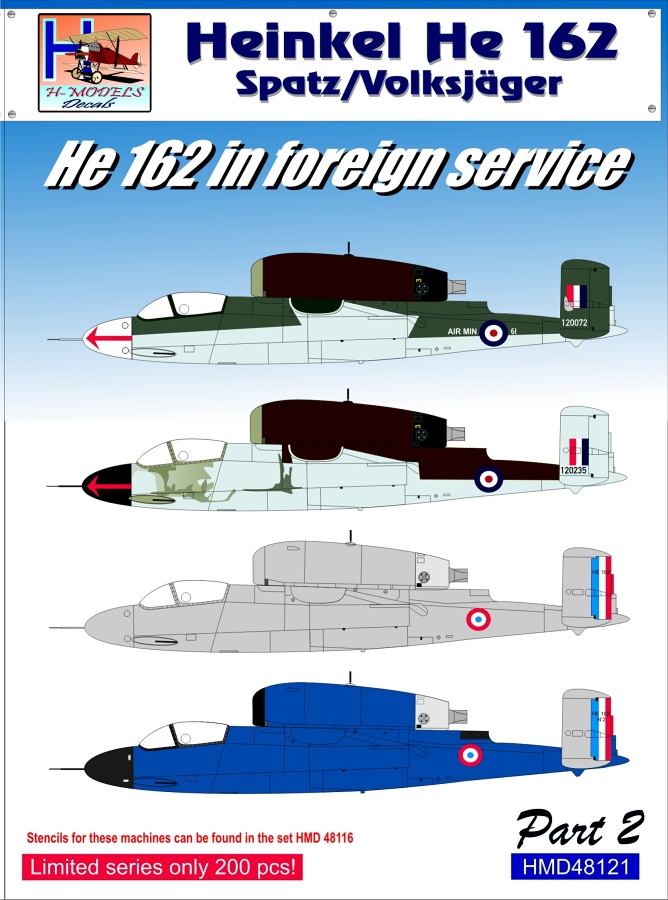 1/48 Decals Heinkel He 162 Foreign Service Part 2