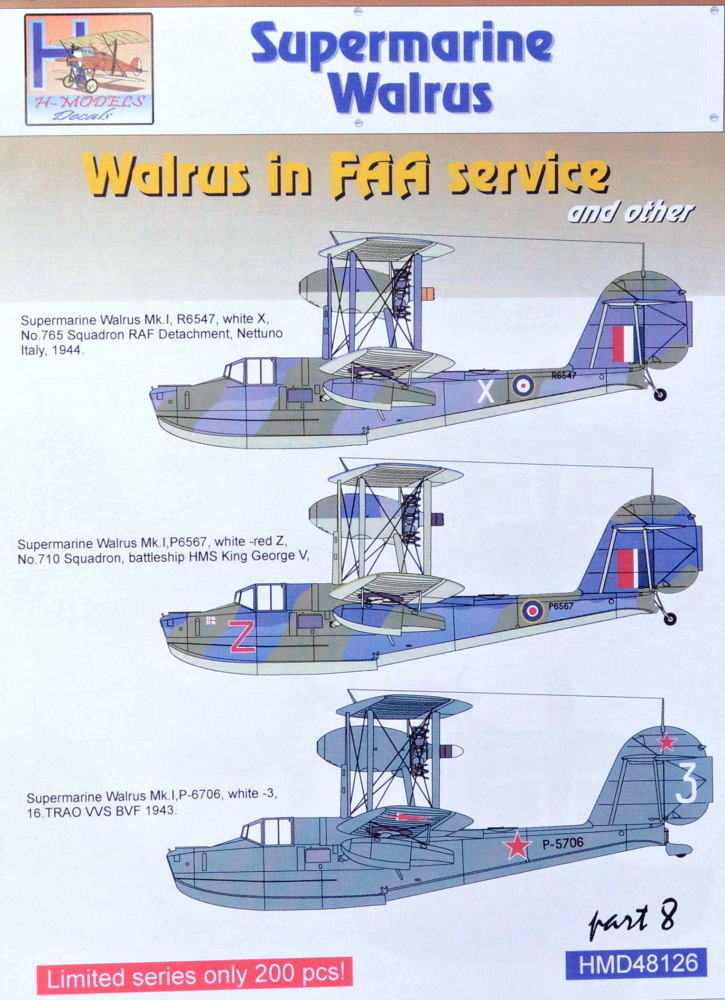 1/48 Decals Superm. Walrus Mk.I FAA Service Pt.8