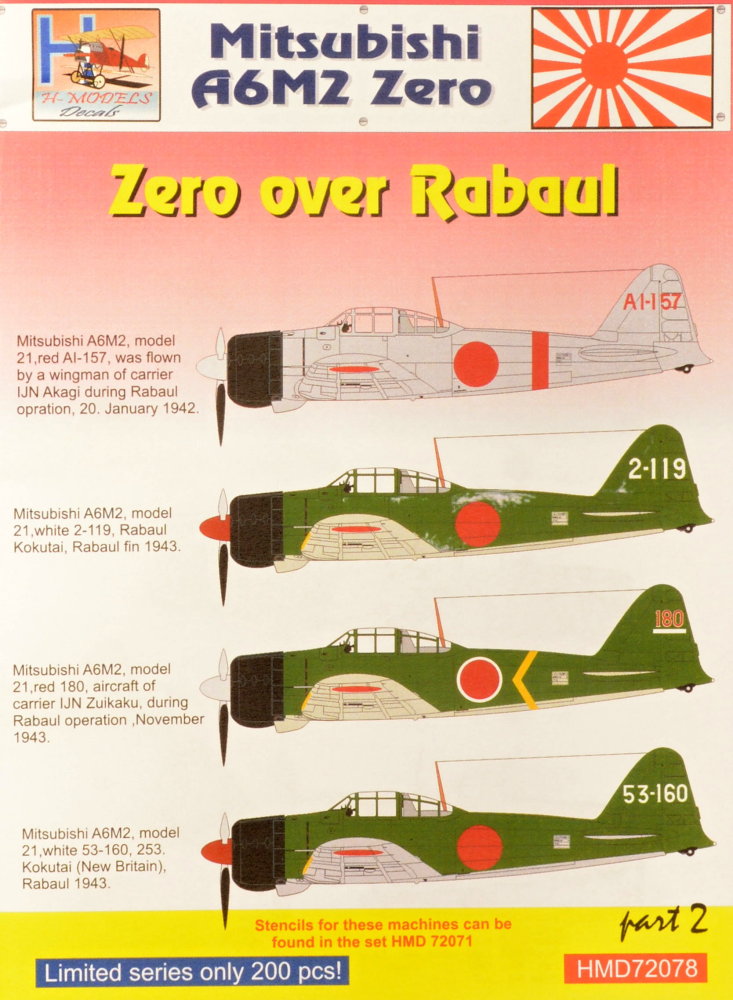 1/72 Decals Mitsubishi A6M2 Zero over Rabaul Pt.2