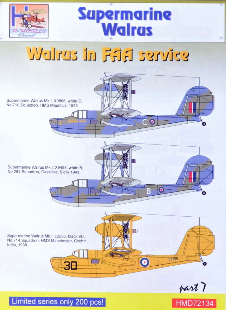 1/72 Decals Superm. Walrus Mk.I FAA Service Pt.7