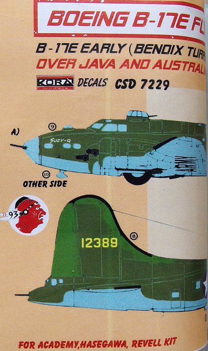 1/72 Boeing B-17E Detail set&decal (US Army) II.