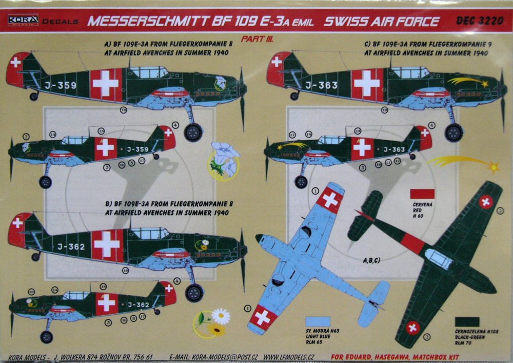1/32 Decals Bf 109 E-3A Emil (Swiss AF) Part III.