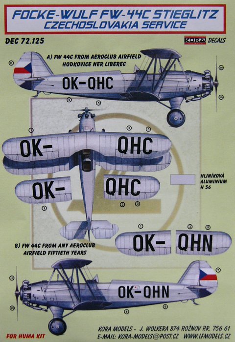 1/72 Decals FW-44C Stieglitz (Czechoslovakia)