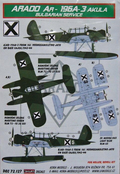 1/72 Decals Ar-196A-3 Akula (Bulgarian Service)