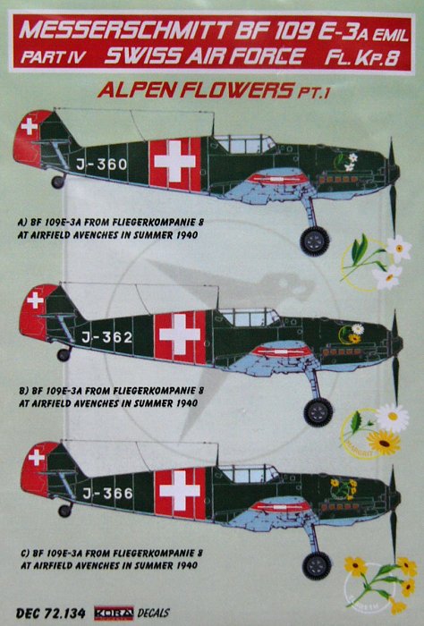 1/72 Decals Bf 109 E-3A Emil Part IV (Swiss AF)