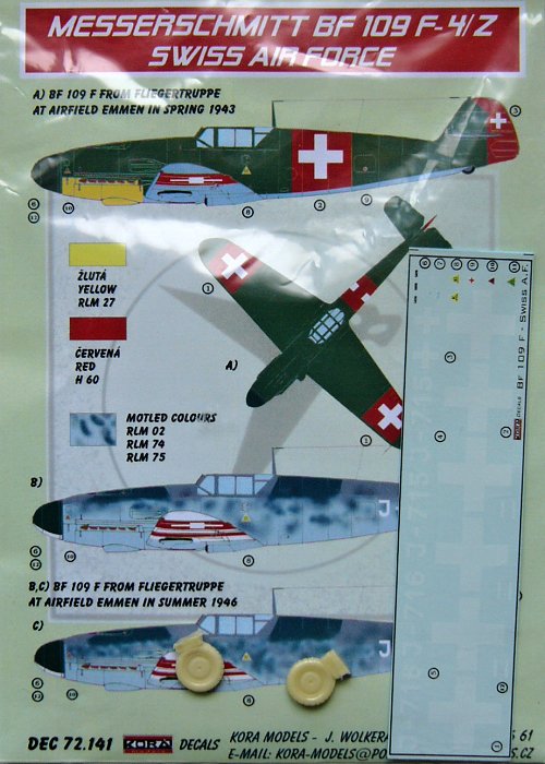 1/72 Decals Bf 109 F-4/Z (Swiss Air Force)