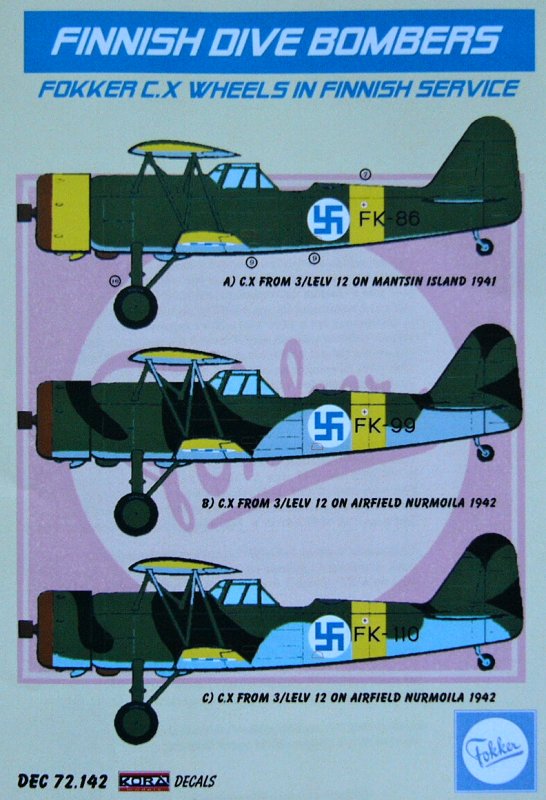 MODELIMEX Online Shop | 1/72 Decals Fokker C.X wheels (Finnish Service ...