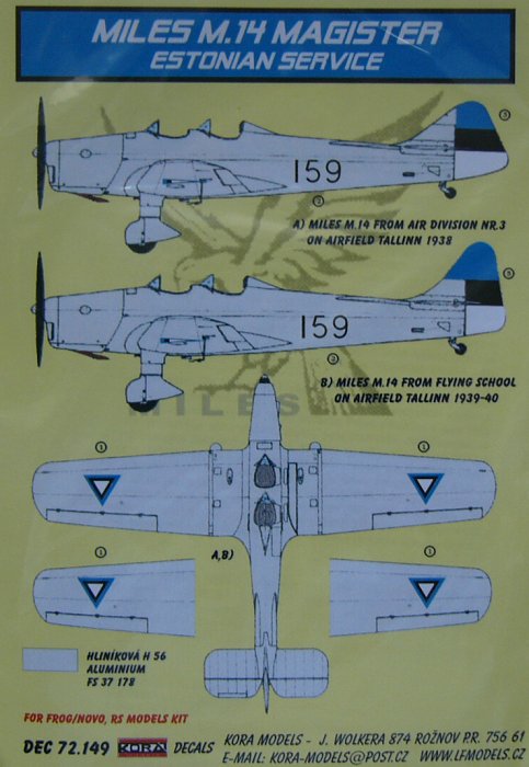 1/72 Decals Miles M.14 Magister (Estonian Service)