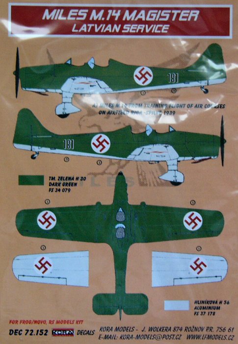 1/72 Decals Miles M.14 Magister (Latvian Service)