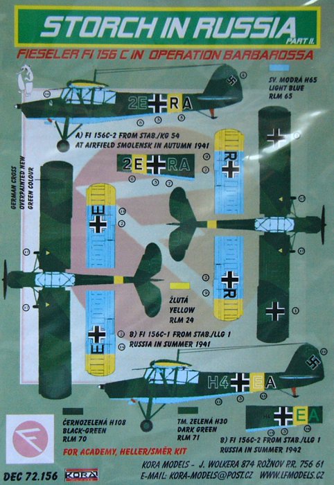 MODELIMEX Online Shop | 1/72 Decals Fiesler Fi-156C in Russia - Part II ...